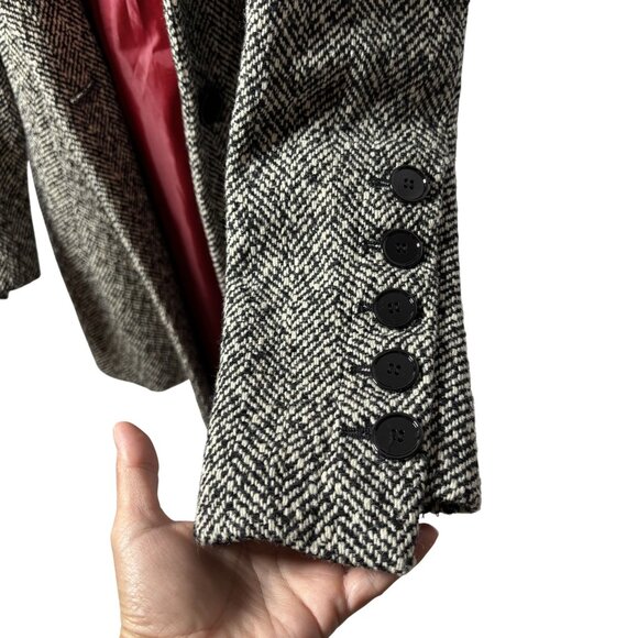 Express Womens XS Herringbone Wool Blend Coat With Lapel Collar & Button Closure - Picture 4 of 11